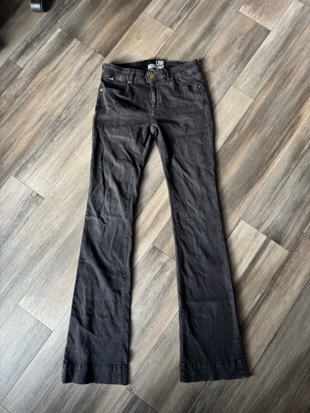 Love Moschino Black Bootcut Jeans Women’s High Rise Designer Denim